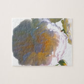 白エレガント桃オレンジ赤面バラ ジグソーパズル (横)