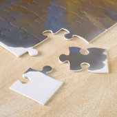 白エレガント桃オレンジ赤面バラ ジグソーパズル (側面)