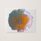 白エレガント桃オレンジ赤面バラ ジグソーパズル (横)