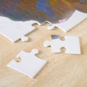 白エレガント桃オレンジ赤面バラ ジグソーパズル (側面)