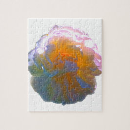 白エレガント桃オレンジ赤面バラ ジグソーパズル