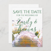 白エレガント桃オレンジ赤面バラ セーブザデート (正面/裏面)