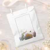 白エレガント桃オレンジ赤面バラ フェイバーバッグ (クリップ留めされた状態)