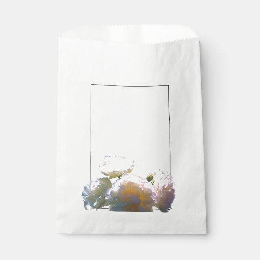 白エレガント桃オレンジ赤面バラ フェイバーバッグ (正面)