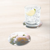 白エレガント桃オレンジ赤面バラ ラウンドペーパーコースター (インサイチュ)