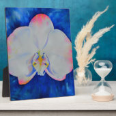 白エレガント桃色のフローラ フォトプラーク (側面)