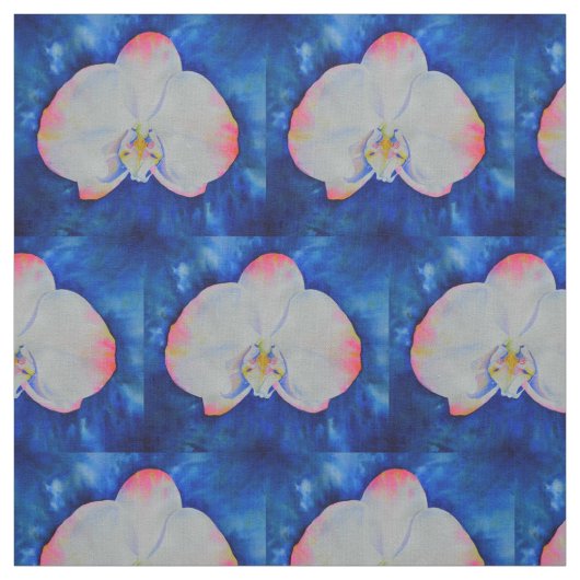 白エレガント桃色の水色のラン絵画ド ファブリック (見本)