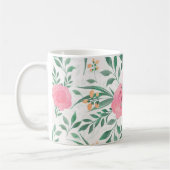 白エレガント桃花水彩フローラ コーヒーマグカップ (左)