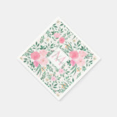 白エレガント桃花水彩フローラ スタンダードカクテルナプキン (角)