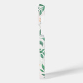 白エレガント桃花水彩フローラ iPhoneケース (左側面)