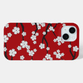 白エレガント桜さくらんぼ花オン赤 Case-Mate iPhoneケース (裏面 (横))