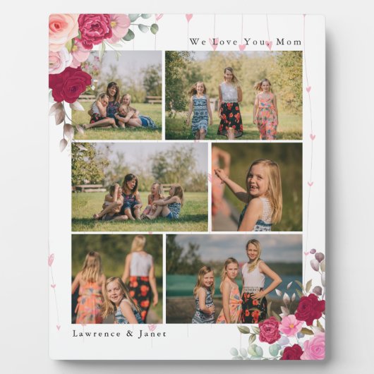 白エレガント植物学フローラママ6 Photo Collage フォトプラーク (正面)