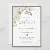 白エレガント植物学結婚式招待状 招待状 (正面)