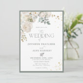 白エレガント植物学結婚式招待状 招待状 (スタンド正面)