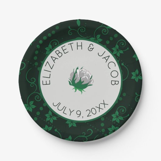 白エレガント椿結婚病 ペーパープレート (正面)