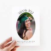 白エレガント楕円の卒業写真ありがとう サンキューカード