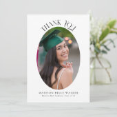 白エレガント楕円の卒業写真ありがとう サンキューカード (スタンド正面)