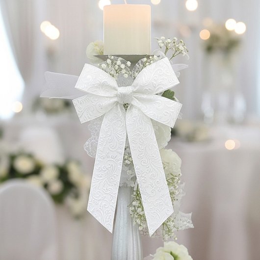 白エレガント模様 サテンリボン