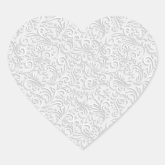 白エレガント模様 ハートシール (正面)