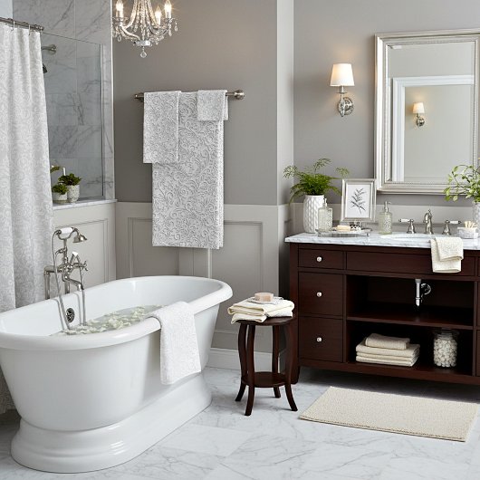 白エレガント模様 バスタオルセット