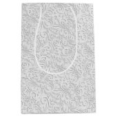 白エレガント模様 ミディアムペーパーバッグ (正面)