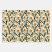 白エレガント水仙フローラ船頭春 ラッピングペーパーシート (正面)