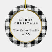 白エレガント水牛のプレイド写真 セラミックオーナメント (裏面)