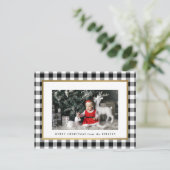 白エレガント水牛のプレイド写真 ポストカード (スタンド正面)