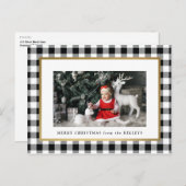 白エレガント水牛のプレイド写真 ポストカード (正面/裏面)