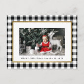 白エレガント水牛のプレイド写真 ポストカード (正面)