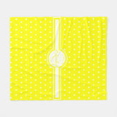 白エレガント水玉模様オンイエローモノグラム フリースブランケット (正面(横))