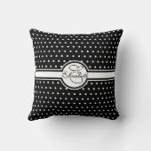 白エレガント水玉模様オンブラックモノグラム クッション (裏面)