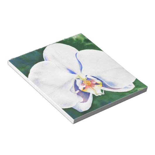 白エレガント水色のラン絵を描ド ノートパッド (アングル)