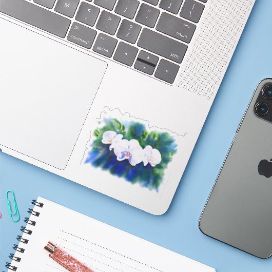 白エレガント水色の熱帯ボホラン シール (ノートパソコンとiPhone)