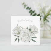 白エレガント水色の花サンキューカード サンキューカード (スタンド正面)