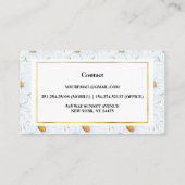 白エレガント水色デイジー 名刺 (裏面)