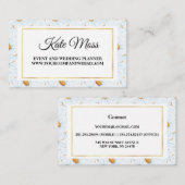 白エレガント水色デイジー 名刺 (正面/裏面)