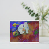 白エレガント水色フローラオ絵を描キッド ポストカード (スタンド正面)