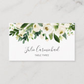 白エレガント水色フローラ結婚の プレイスカード (正面)