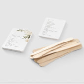 白エレガント水色フローラ結婚式 プログラムハ ハンドファン (組立なし)