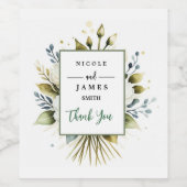 白エレガント水色フローラ ワインラベル (シングルラベル)