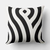 白エレガント波パターン黒 クッション (裏面)