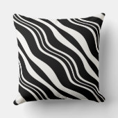 白エレガント波線パターン黒 クッション (裏面)