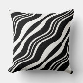 白エレガント波線パターン黒 クッション (正面)