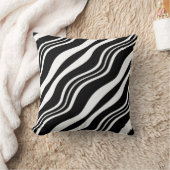 白エレガント波線パターン黒 クッション (ブランケット)