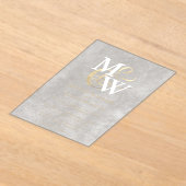 白エレガント海ガラスモノグラム結婚金ゴールド アクリル招待状 (レイダウン)