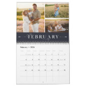 白エレガント海軍月写真コラージュ カレンダー (2月 2026)