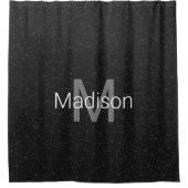 白エレガント濃い灰色のジオメトリメッシュモノグラム シャワーカーテン (正面)