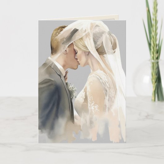 白エレガント灰色のカップル結婚写真 招待状 (正面)