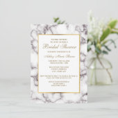 白エレガント灰色の大理石金ゴールドトリムブライダルシャワー 招待状 (スタンド正面)